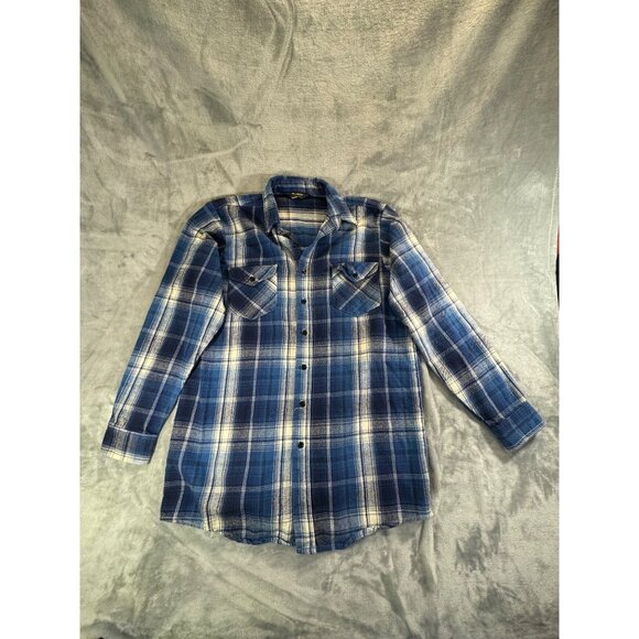 OshKosh Shirt Men's Large Blue and white Plaid Long Sleeve Flannel Shirt - Picture 3 of 14
